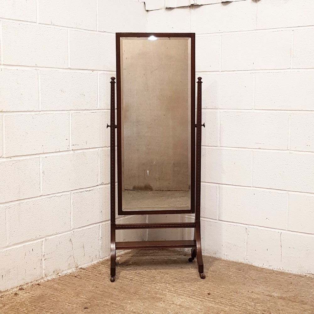 ANTIQUE EDWARDIAN MAHOGANY CHEVAL MIRROR C1900 View III
