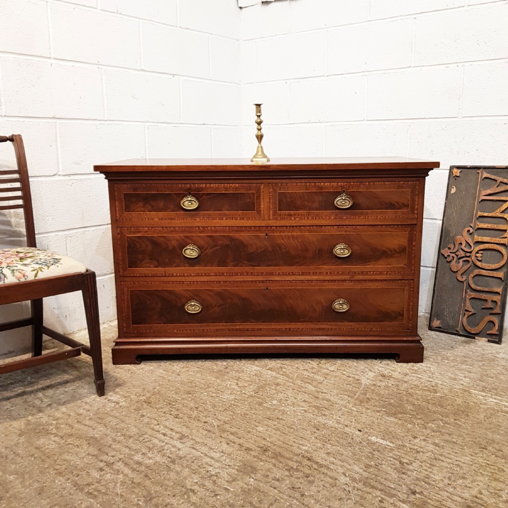 ANTIQUE EDWARDIAN INLAID MAHOGANY CHEST OF DRAWERS C1900