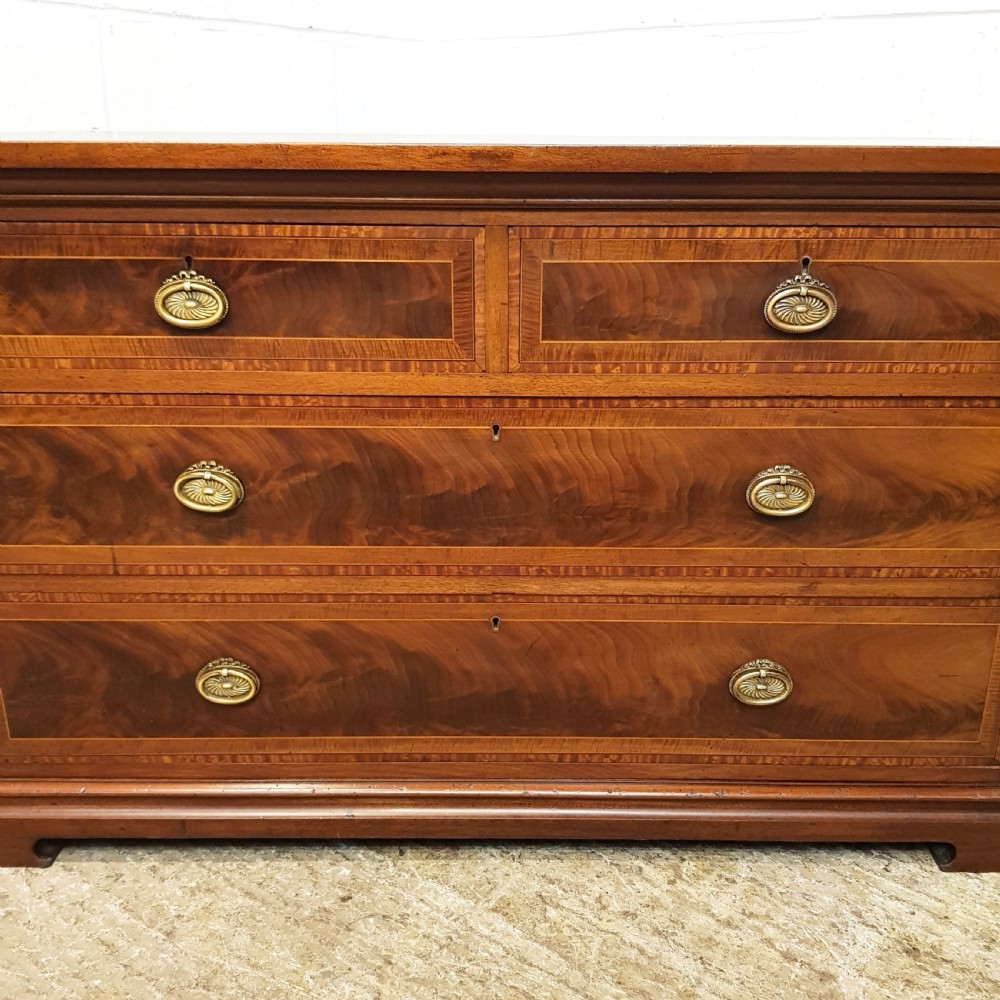 ANTIQUE EDWARDIAN INLAID MAHOGANY CHEST OF DRAWERS C1900 View II