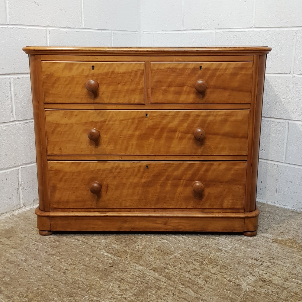 ANTIQUE VICTORIAN SATINWOOD CHEST OF DRAWERS C1880 View IV