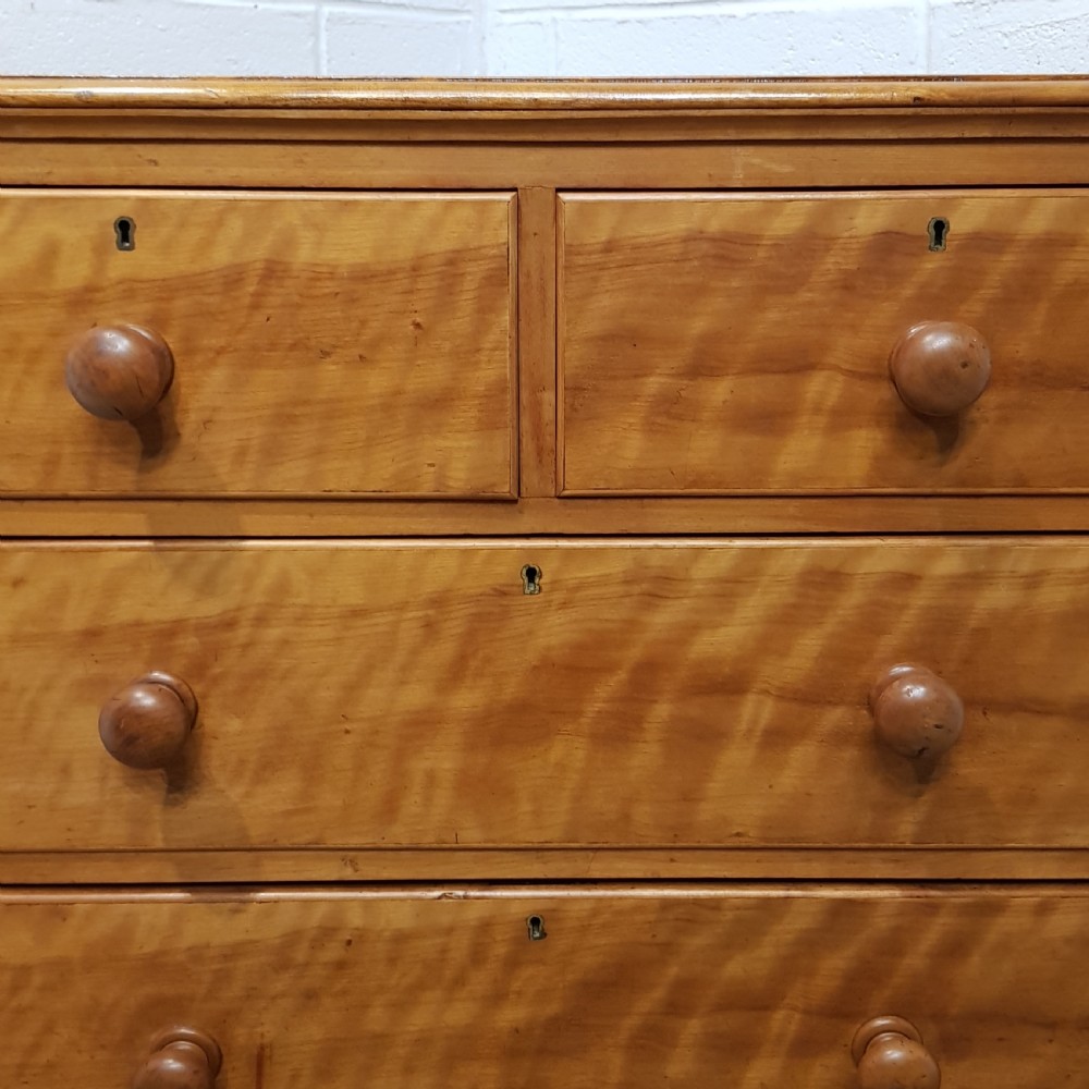 ANTIQUE VICTORIAN SATINWOOD CHEST OF DRAWERS C1880 View V