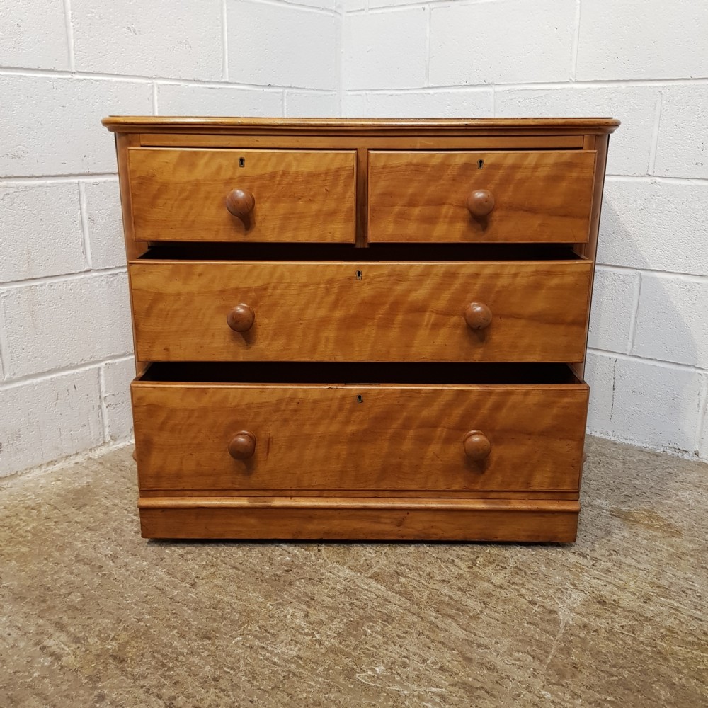 ANTIQUE VICTORIAN SATINWOOD CHEST OF DRAWERS C1880 View VI