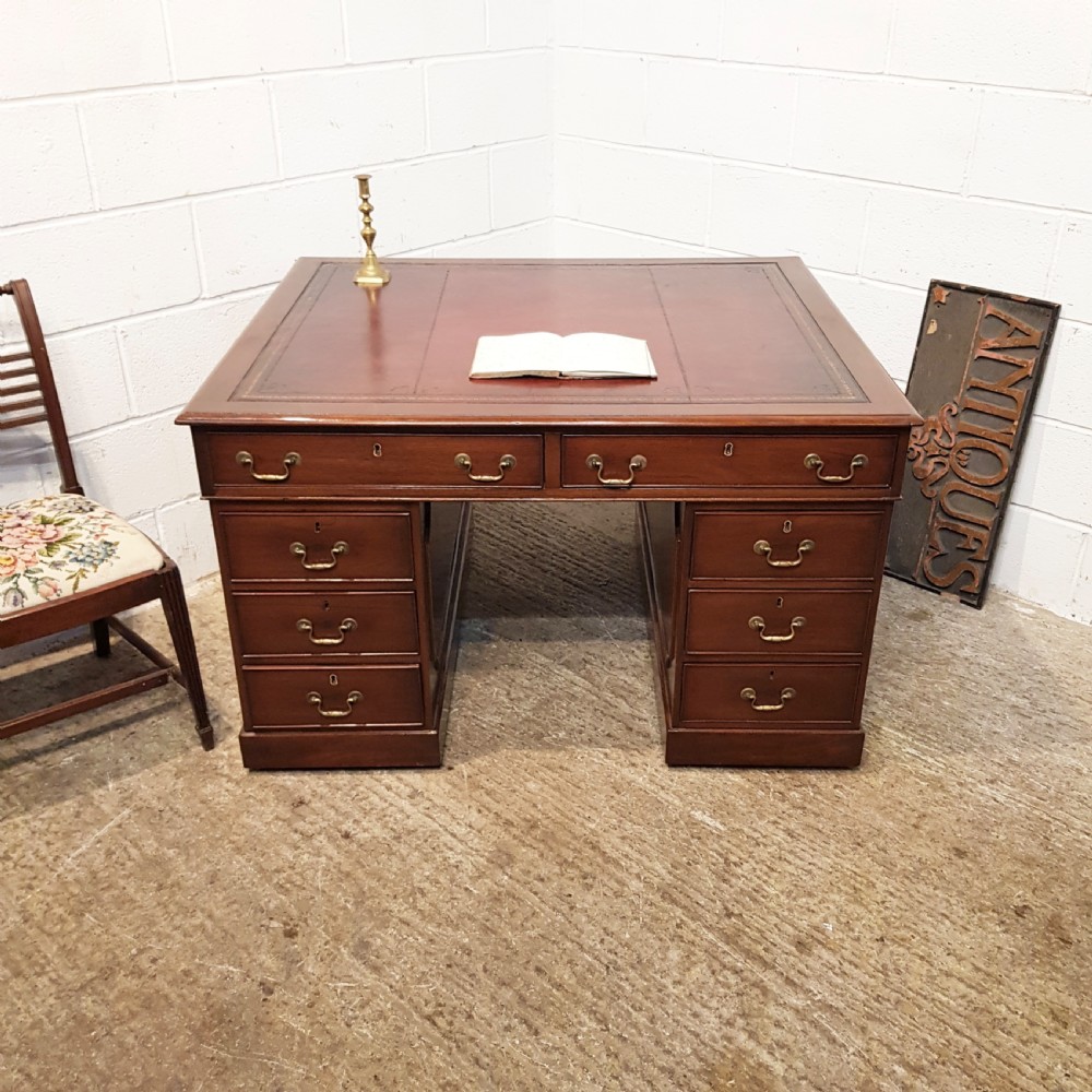 ANTIQUE LATE VICTORIAN MAHOGANY PARTNERS DESK C1890