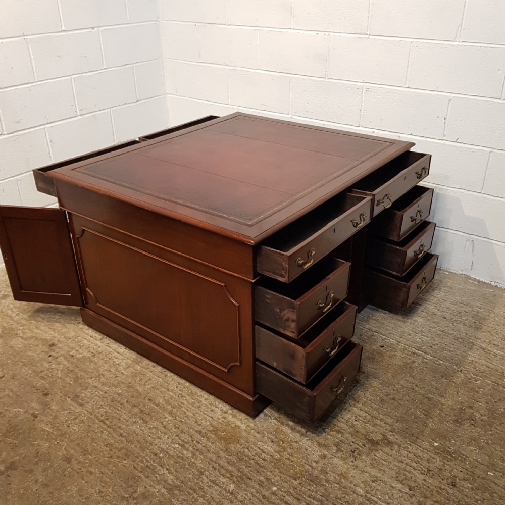 ANTIQUE LATE VICTORIAN MAHOGANY PARTNERS DESK C1890 View IV