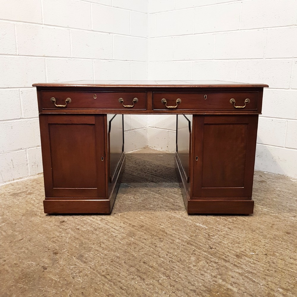 ANTIQUE LATE VICTORIAN MAHOGANY PARTNERS DESK C1890 View V