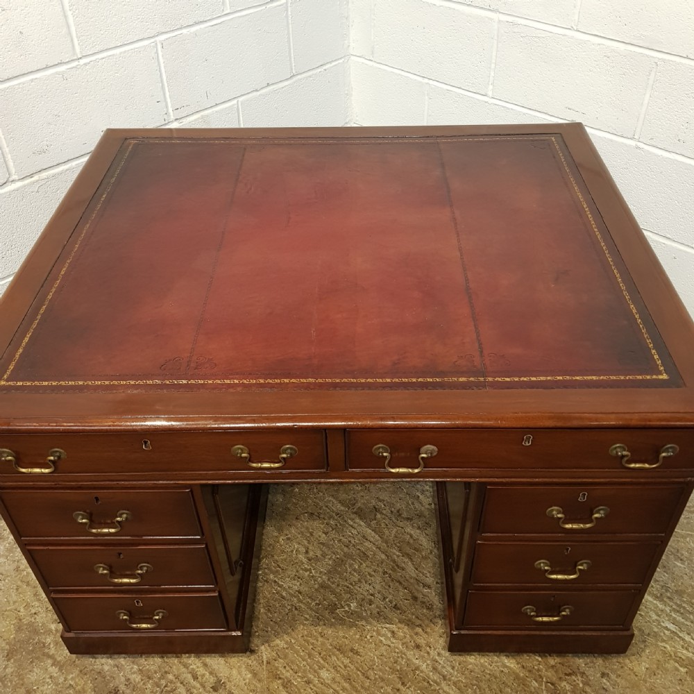 ANTIQUE LATE VICTORIAN MAHOGANY PARTNERS DESK C1890 View IX