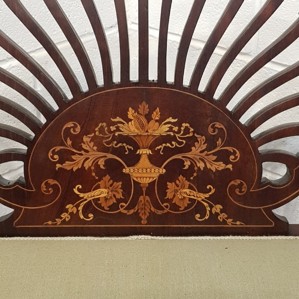 ANTIQUE ART NOUVEAU INLAID MAHOGANY SALON TRIPLE CHAIR SOFA C1890 View IV