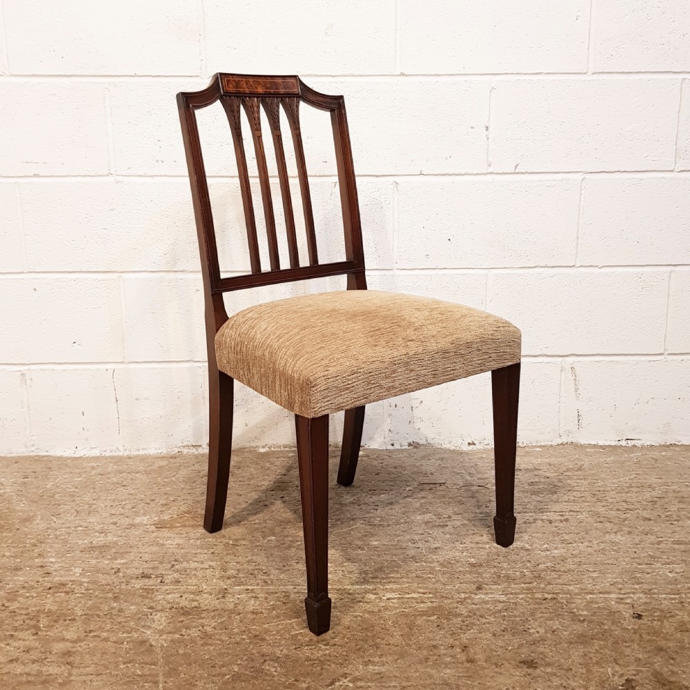 ANTIQUE SET OF SIX EDWARDIAN INLAID MAHOGANY DINING CHAIRS WHEATSHEAF DESIGN C1900 View II