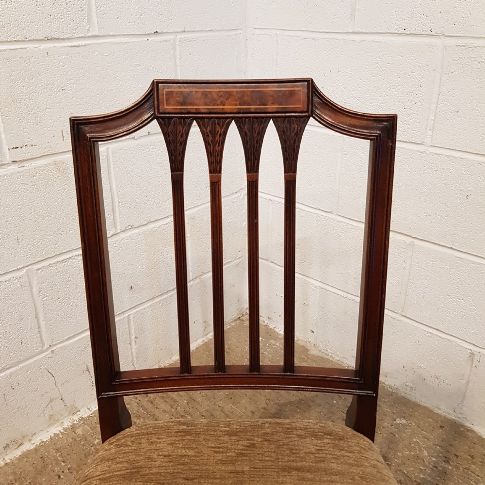 ANTIQUE SET OF SIX EDWARDIAN INLAID MAHOGANY DINING CHAIRS WHEATSHEAF DESIGN C1900 View III