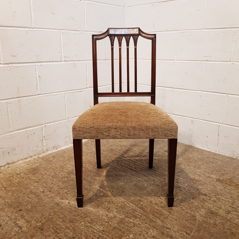 ANTIQUE SET OF SIX EDWARDIAN INLAID MAHOGANY DINING CHAIRS WHEATSHEAF DESIGN C1900 View V