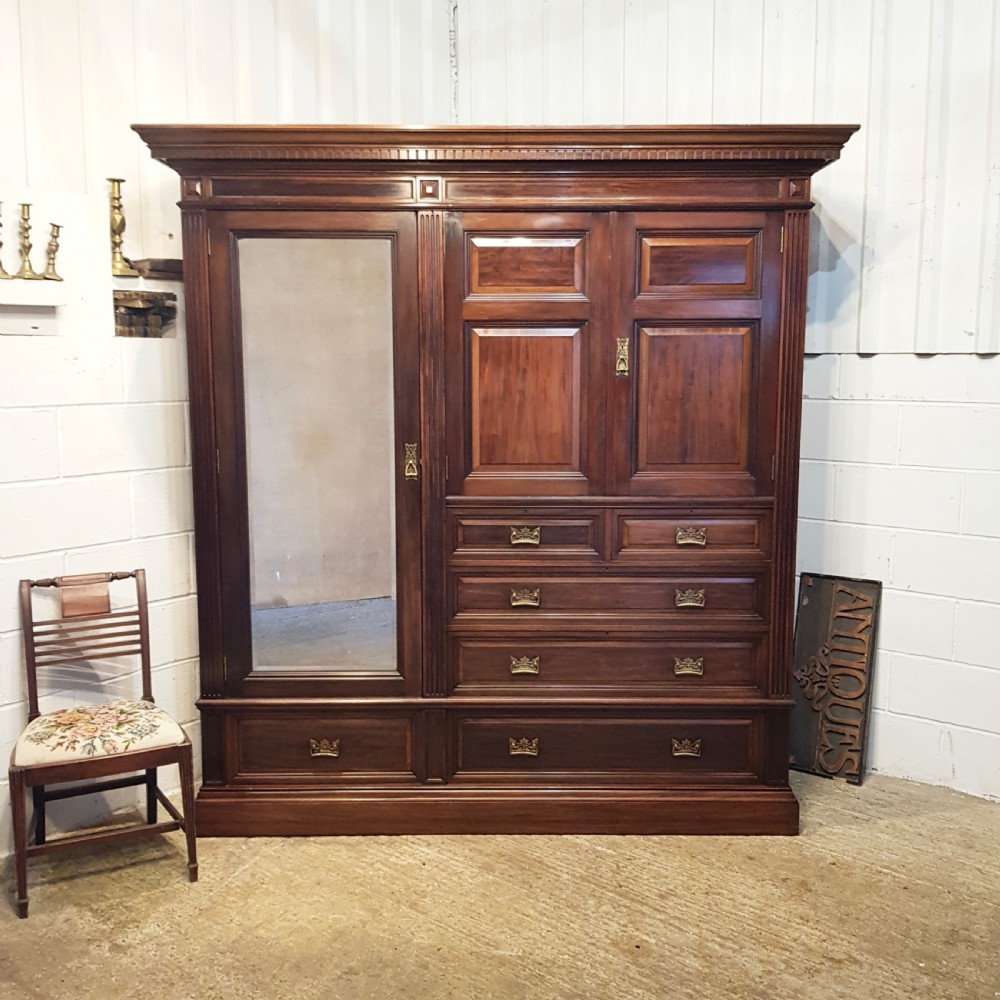 ANTIQUE GILLOWS OF LANCASTER  MAHOGANY COMPACTUM WARDROBE  C1880