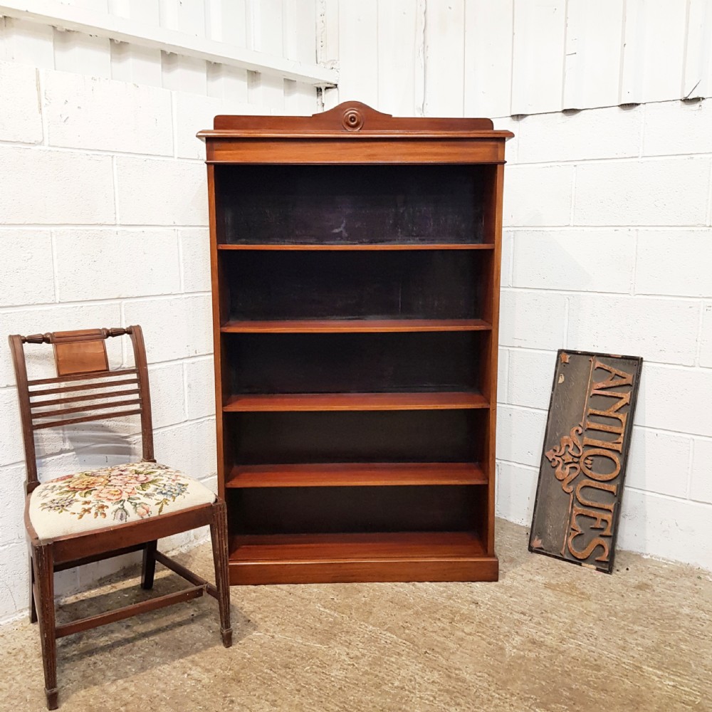 ANTIQUE VICTORIAN MAHOGANY OPEN BOOKCASE C1880