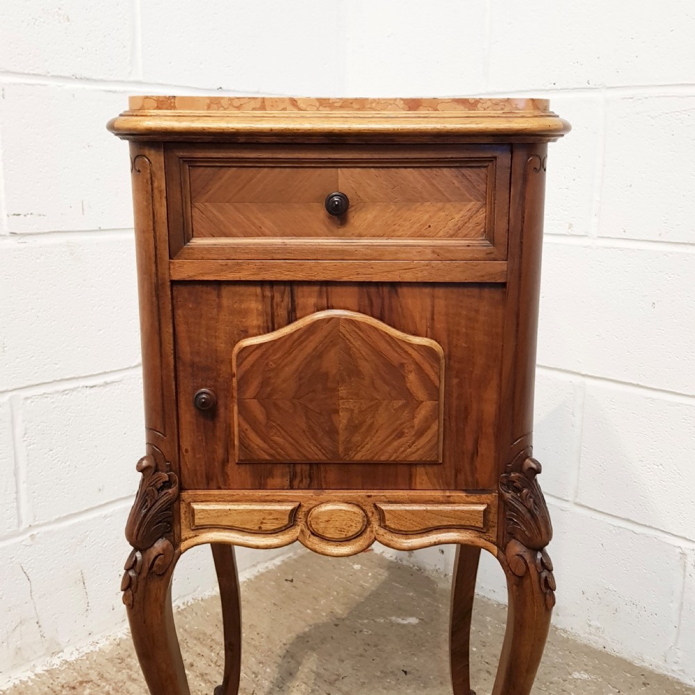 ANTIQUE PAIR 19TH CENTURY FRENCH WALNUT BEDSIDE TABLES C1880 View II