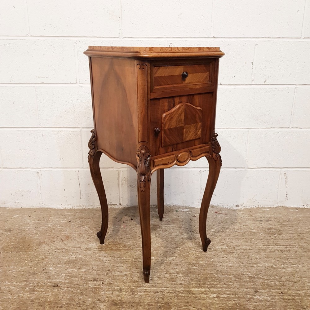 ANTIQUE PAIR 19TH CENTURY FRENCH WALNUT BEDSIDE TABLES C1880 View III
