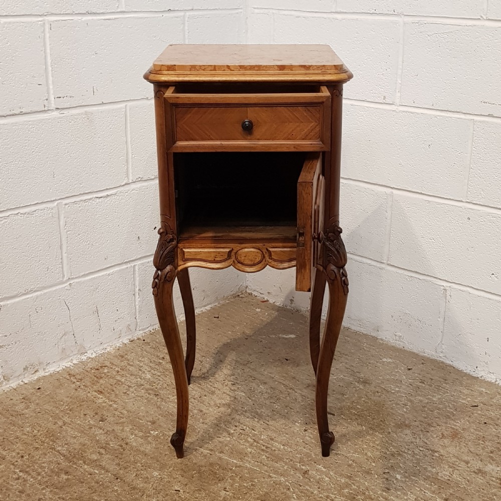 ANTIQUE PAIR 19TH CENTURY FRENCH WALNUT BEDSIDE TABLES C1880 View V