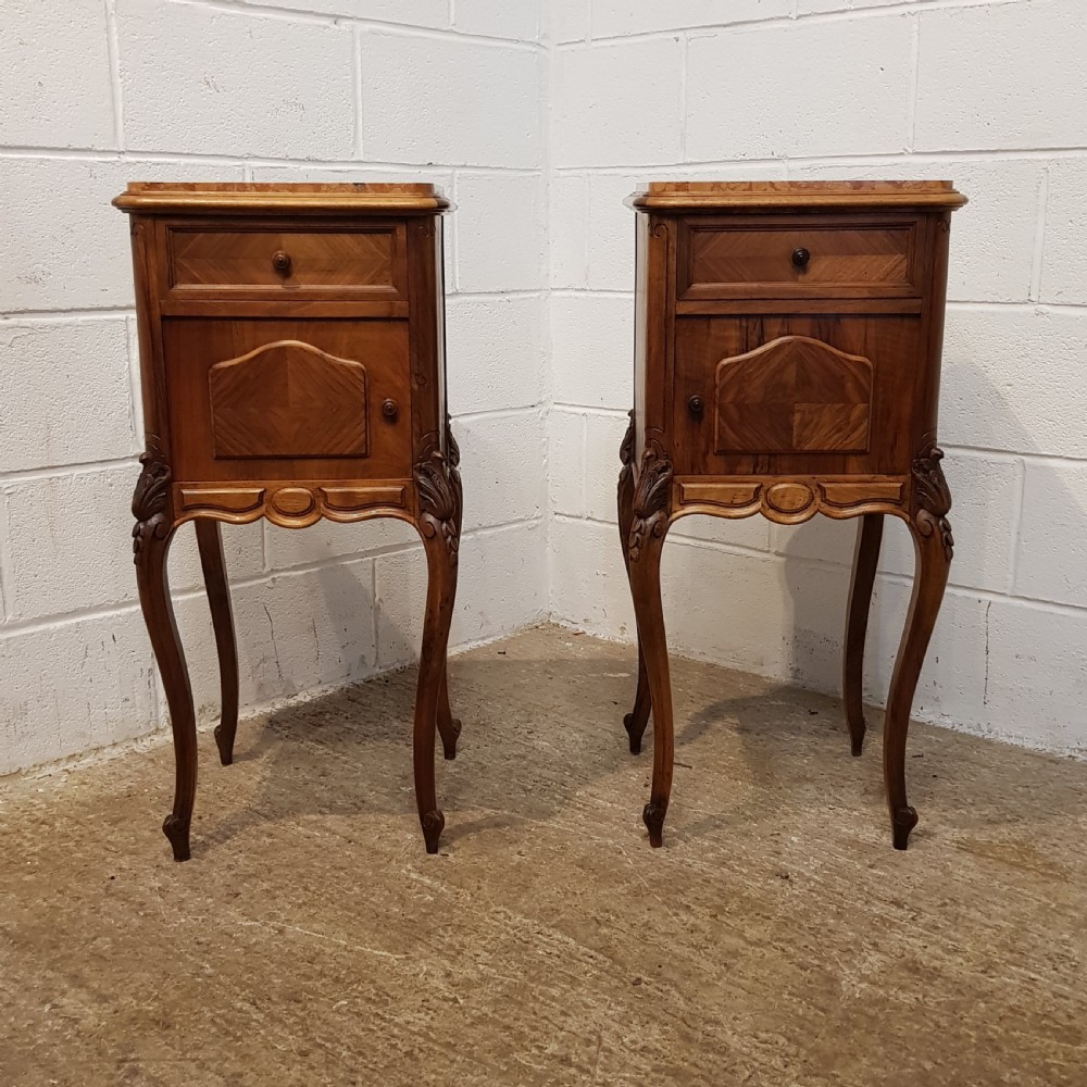 ANTIQUE PAIR 19TH CENTURY FRENCH WALNUT BEDSIDE TABLES C1880 View VI