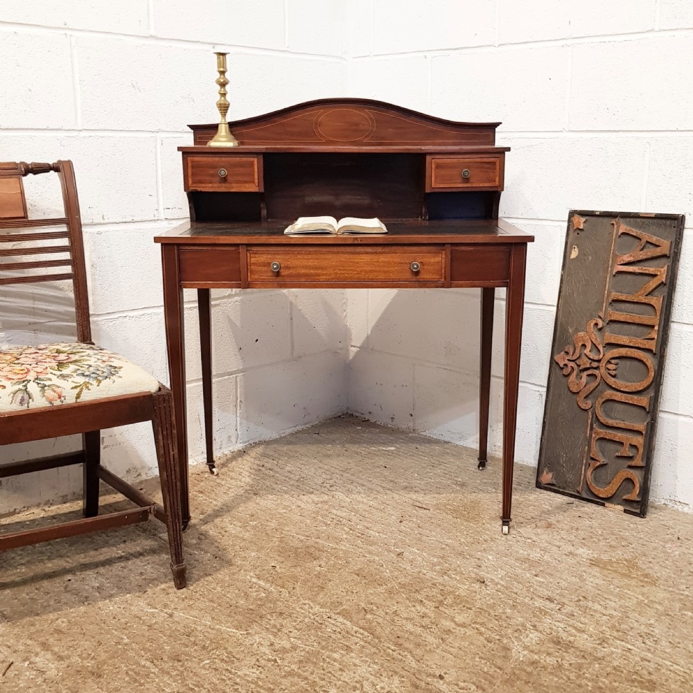 ANTIQUE EDWARDIAN INLAID MAHOGANY LADIES WRITING DESKC 1900