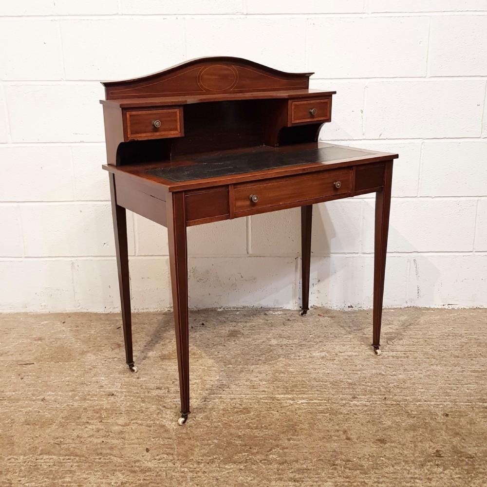ANTIQUE EDWARDIAN INLAID MAHOGANY LADIES WRITING DESKC 1900 View III