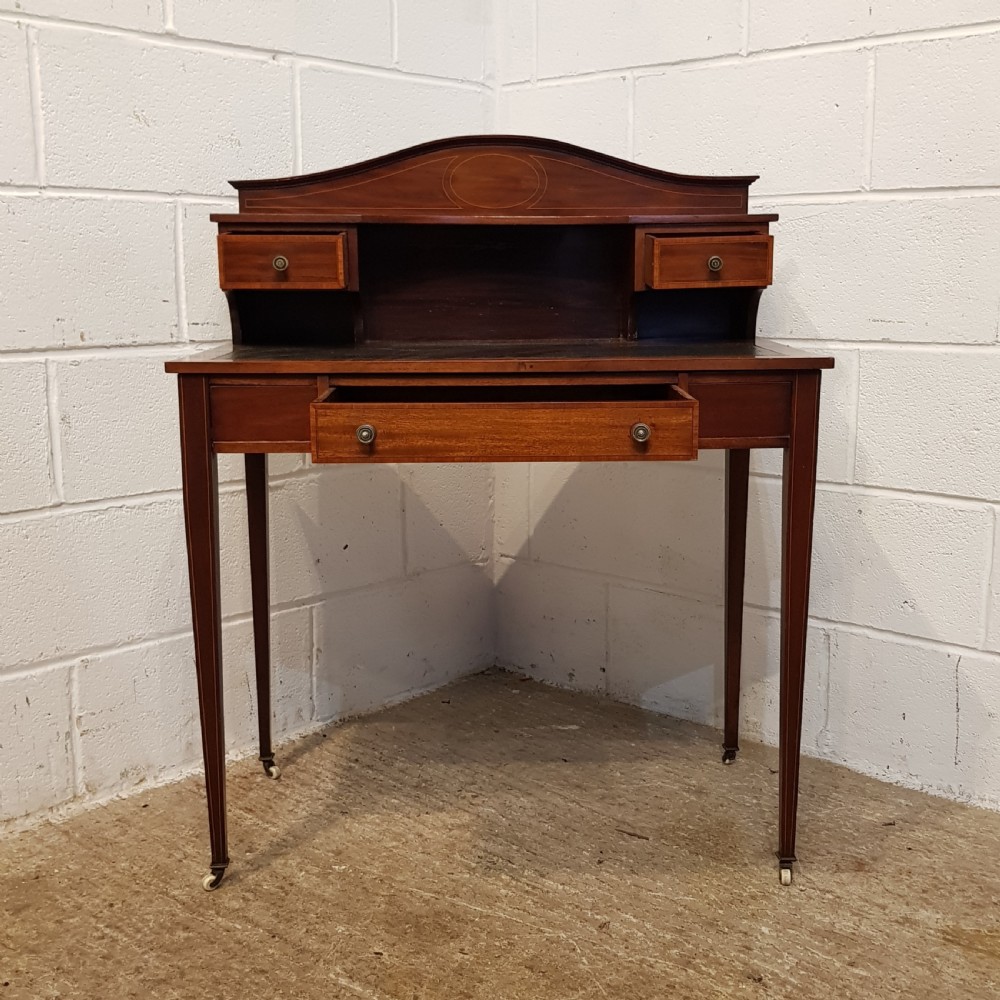 ANTIQUE EDWARDIAN INLAID MAHOGANY LADIES WRITING DESKC 1900 View V