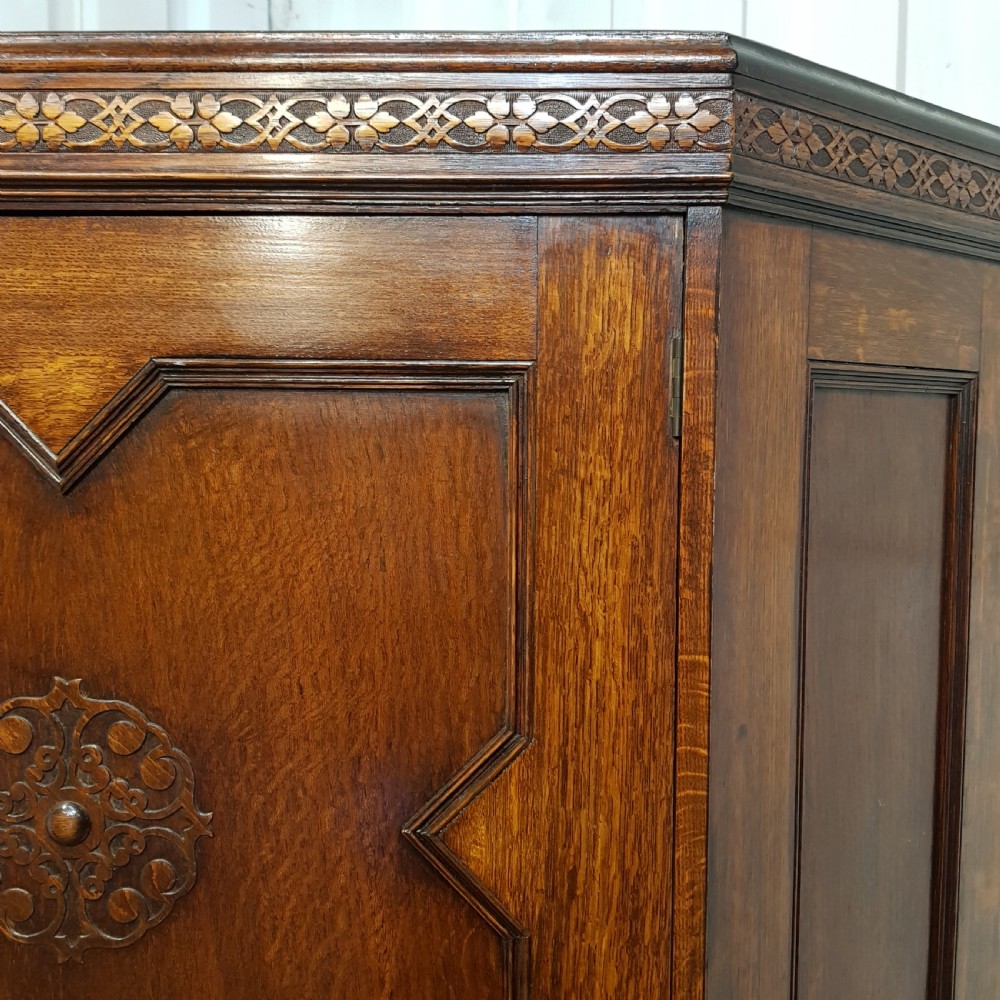 ANTIQUE CARVED OAK HALL WARDROBE C1920 View III