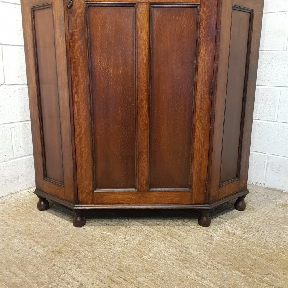 ANTIQUE CARVED OAK HALL WARDROBE C1920 View V