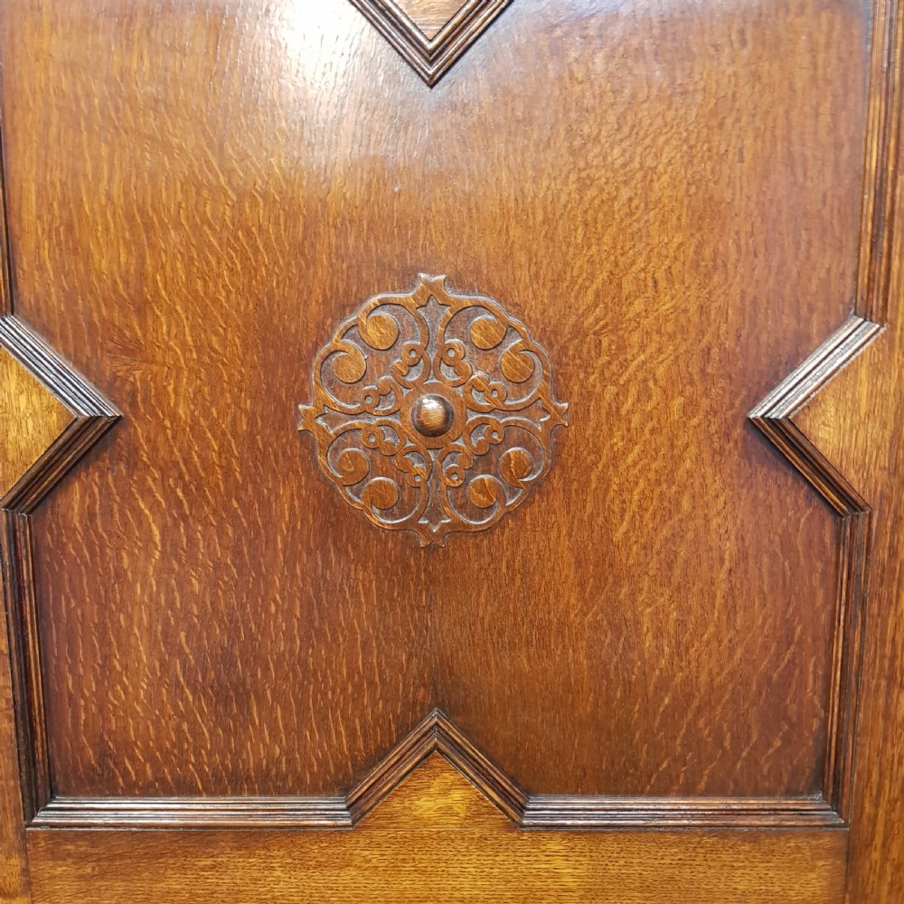ANTIQUE CARVED OAK HALL WARDROBE C1920 View VII