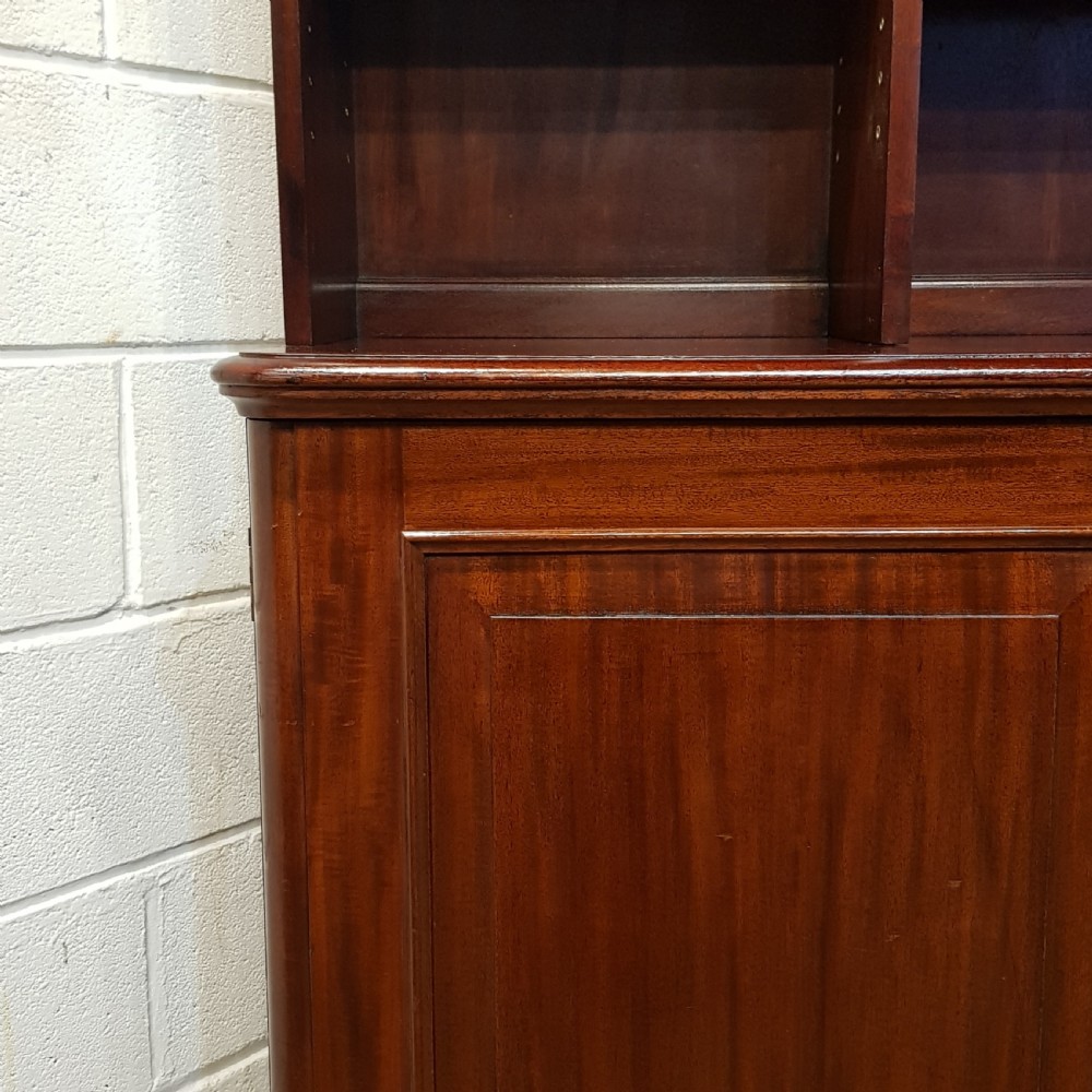 ANTIQUE LARGE VICTORIAN MAHOGANY OPEN BOOKCASE ON CUPBOARD C1880 View III