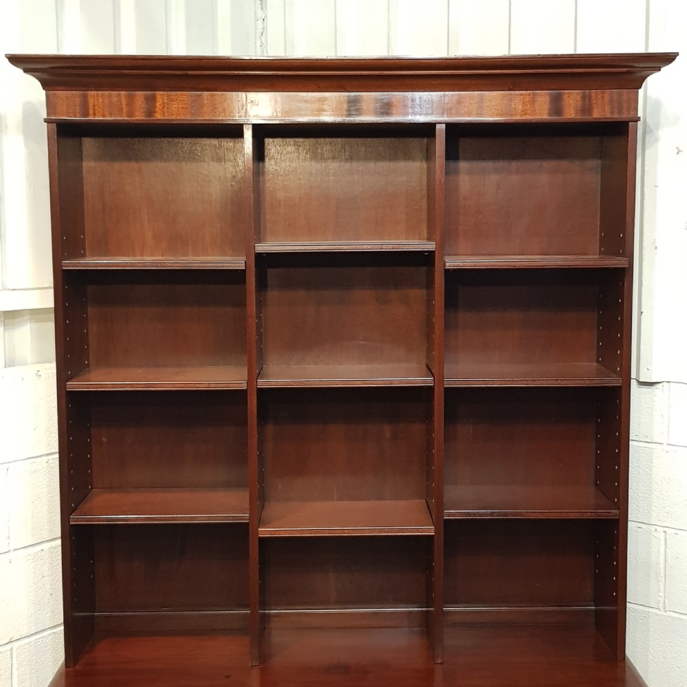 ANTIQUE LARGE VICTORIAN MAHOGANY OPEN BOOKCASE ON CUPBOARD C1880 View IV