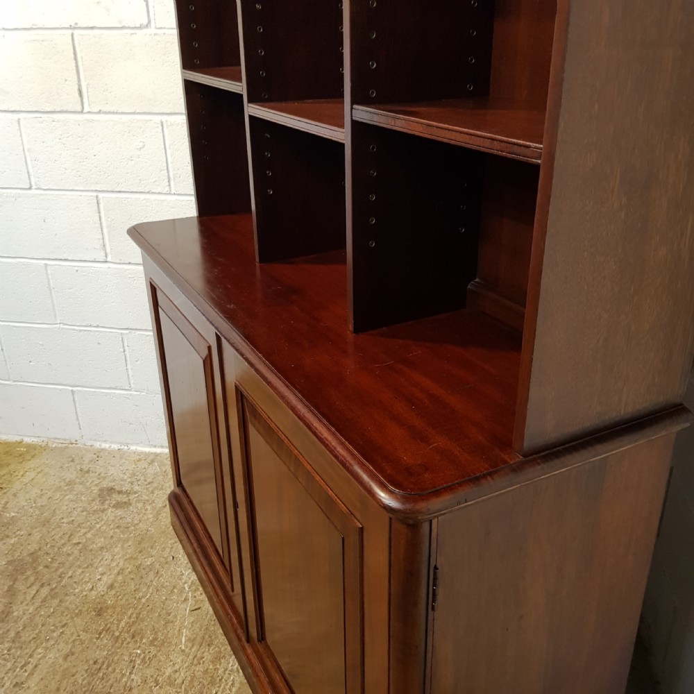 ANTIQUE LARGE VICTORIAN MAHOGANY OPEN BOOKCASE ON CUPBOARD C1880 View VII