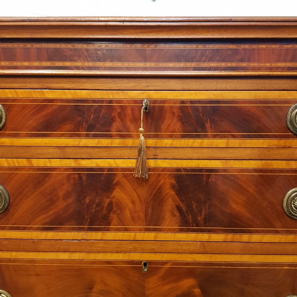 ANTIQUE LATE VICTORIAN MAHOGANY INLAID CHEST OF DRAWERS C1890 View VI
