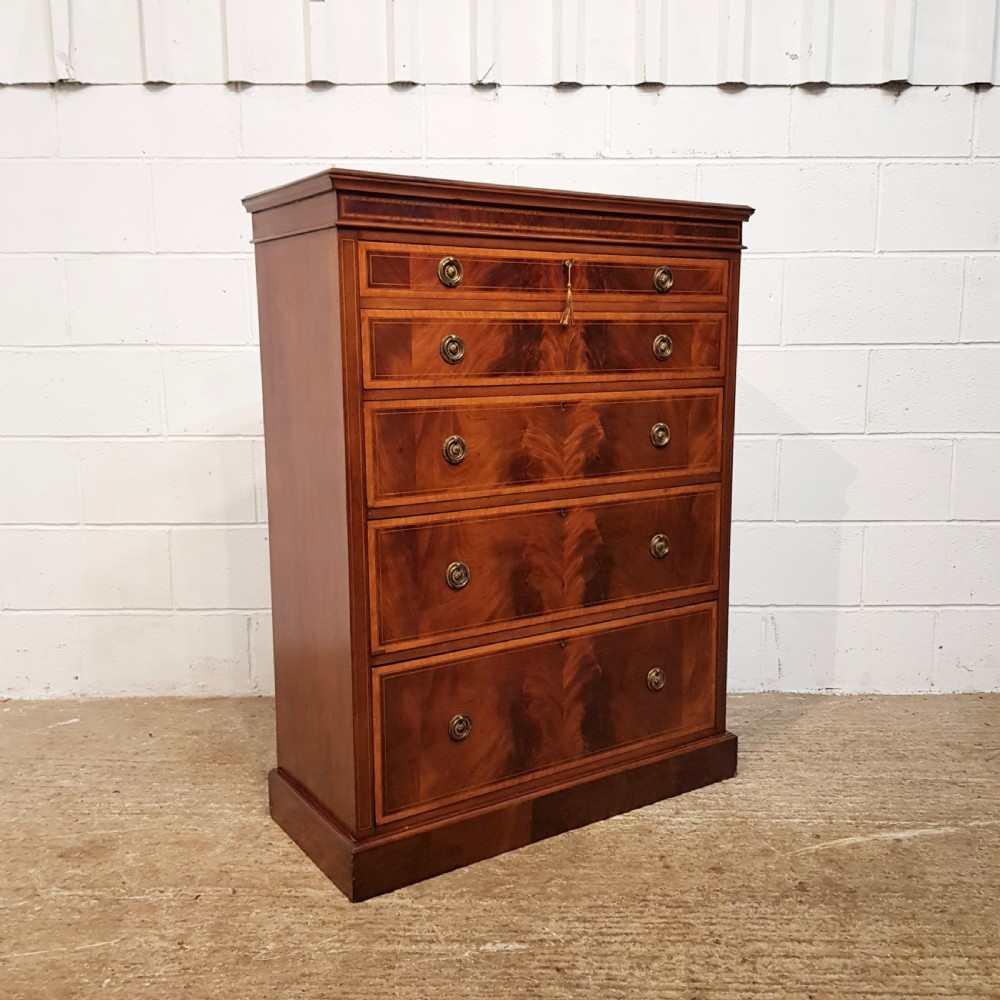 ANTIQUE LATE VICTORIAN MAHOGANY INLAID CHEST OF DRAWERS C1890 View VII