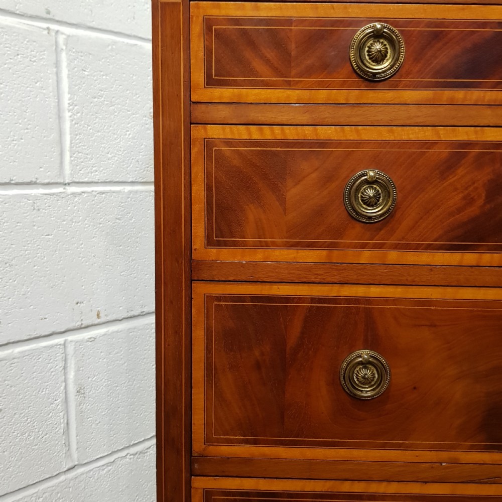 ANTIQUE LATE VICTORIAN MAHOGANY INLAID CHEST OF DRAWERS C1890 View VIII