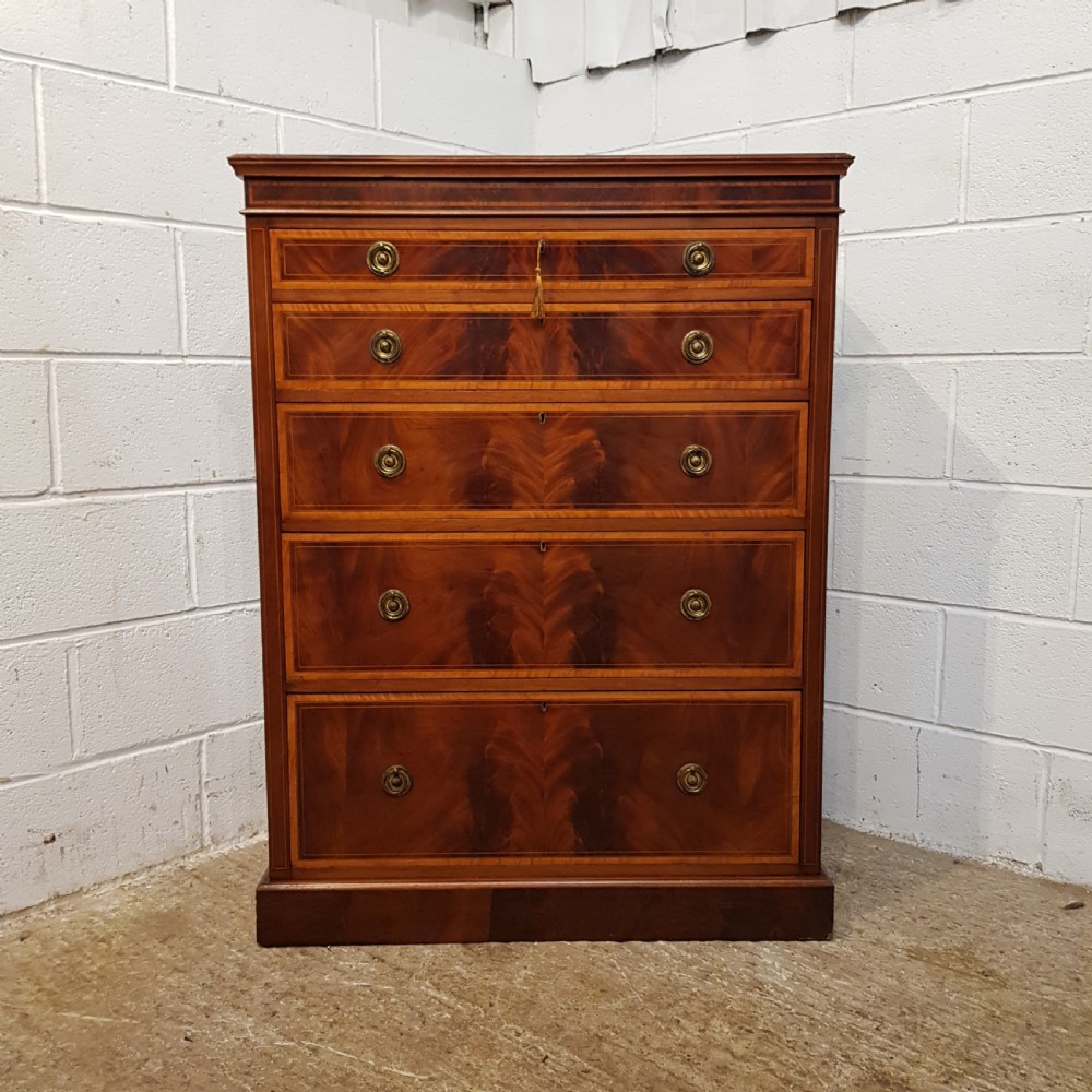 ANTIQUE LATE VICTORIAN MAHOGANY INLAID CHEST OF DRAWERS C1890 View IX