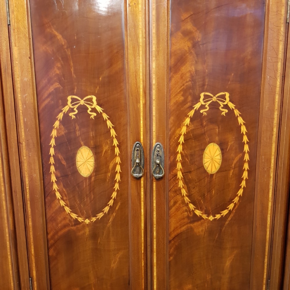 ANTIQUE EDWARDIAN INLAID MAHOGANY SENTRY BOX WARDROBE C1900 View III