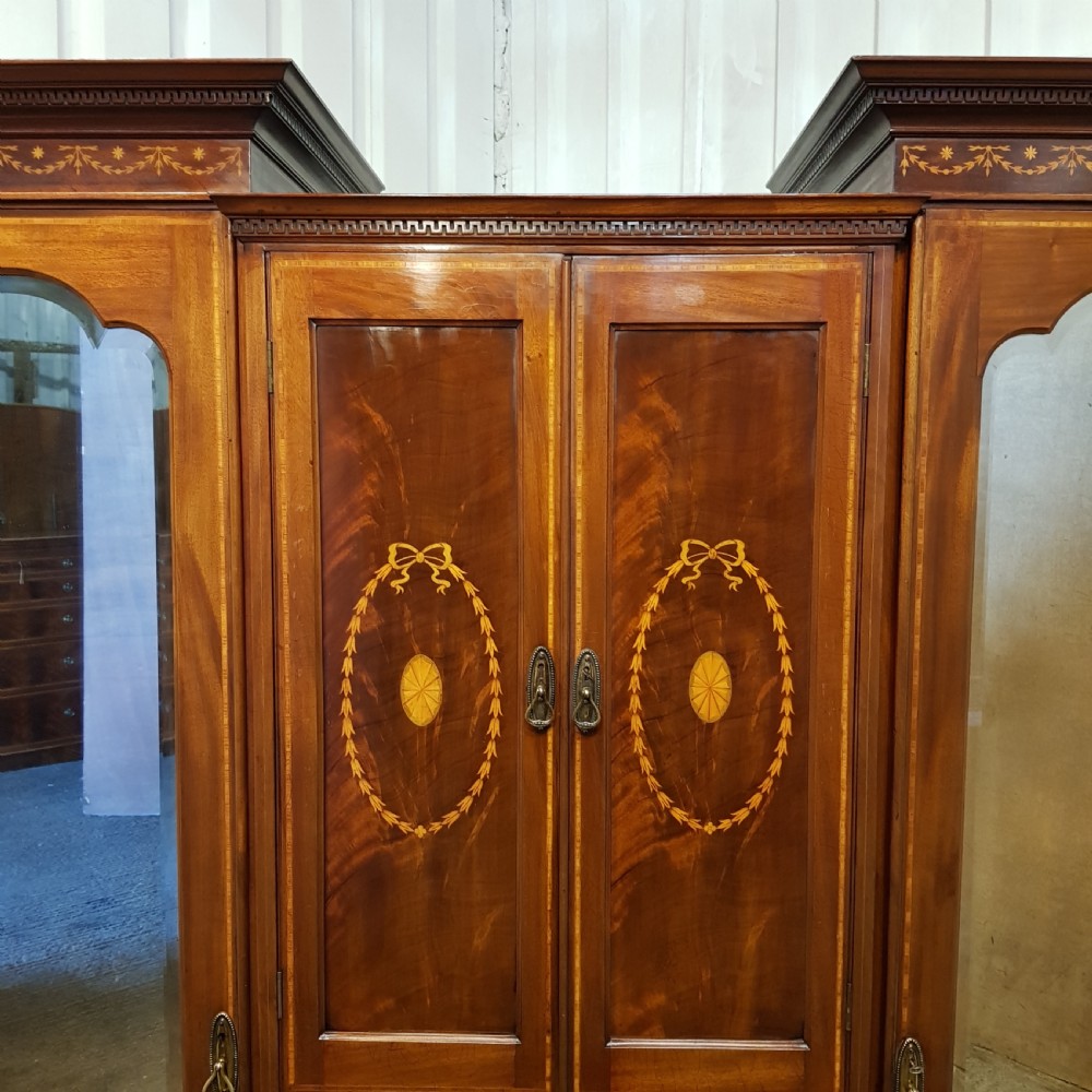 ANTIQUE EDWARDIAN INLAID MAHOGANY SENTRY BOX WARDROBE C1900 View IV
