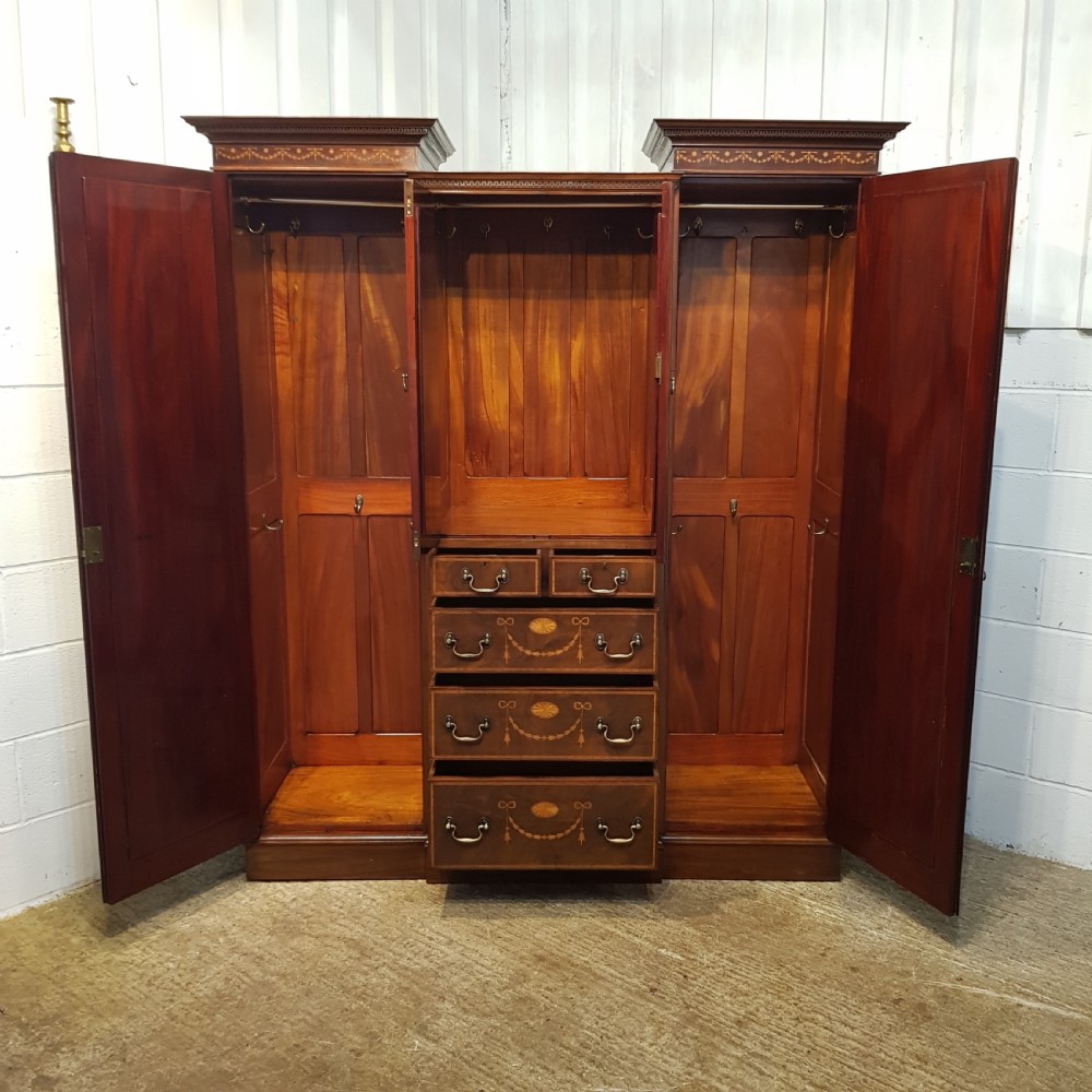 ANTIQUE EDWARDIAN INLAID MAHOGANY SENTRY BOX WARDROBE C1900 View V