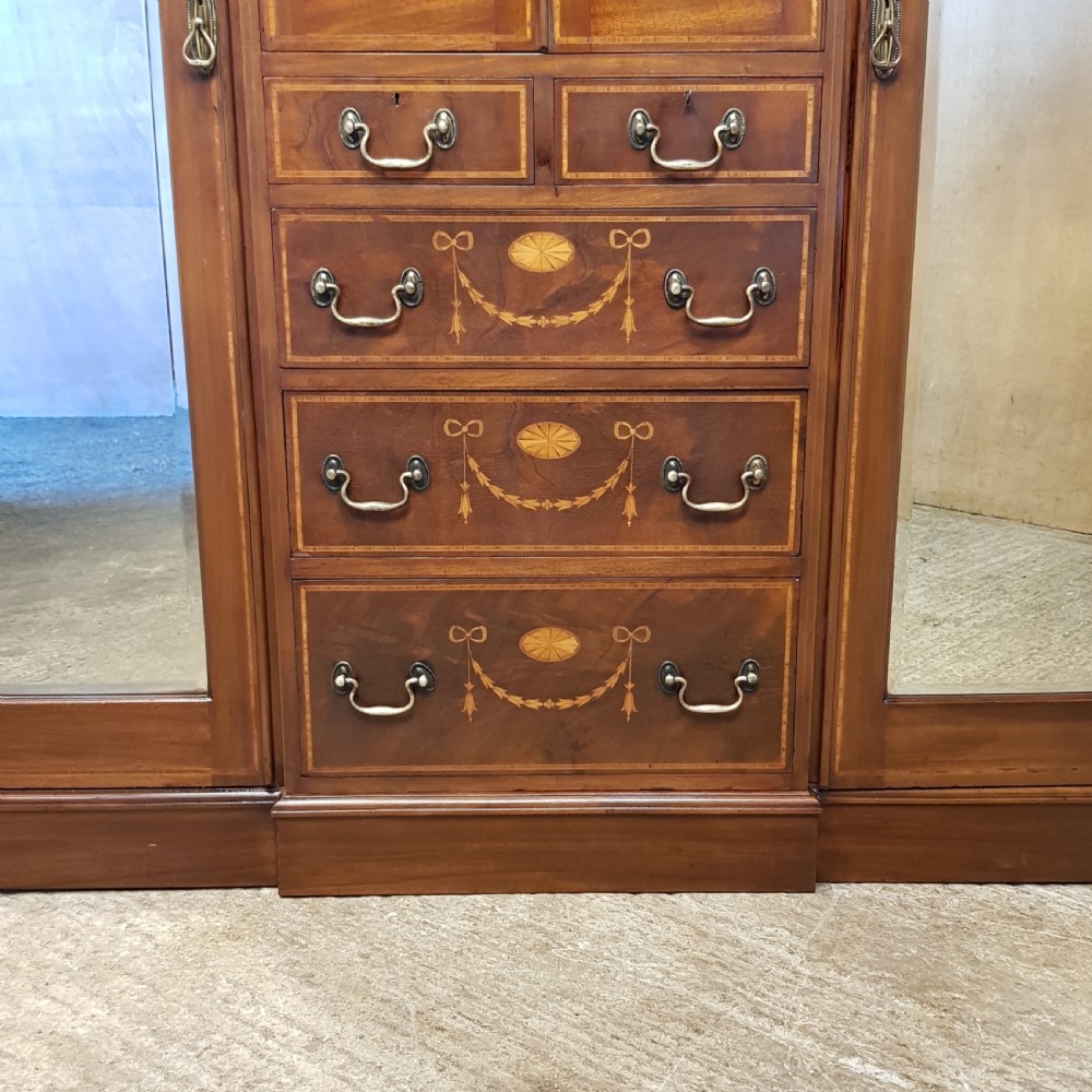 ANTIQUE EDWARDIAN INLAID MAHOGANY SENTRY BOX WARDROBE C1900 View VI