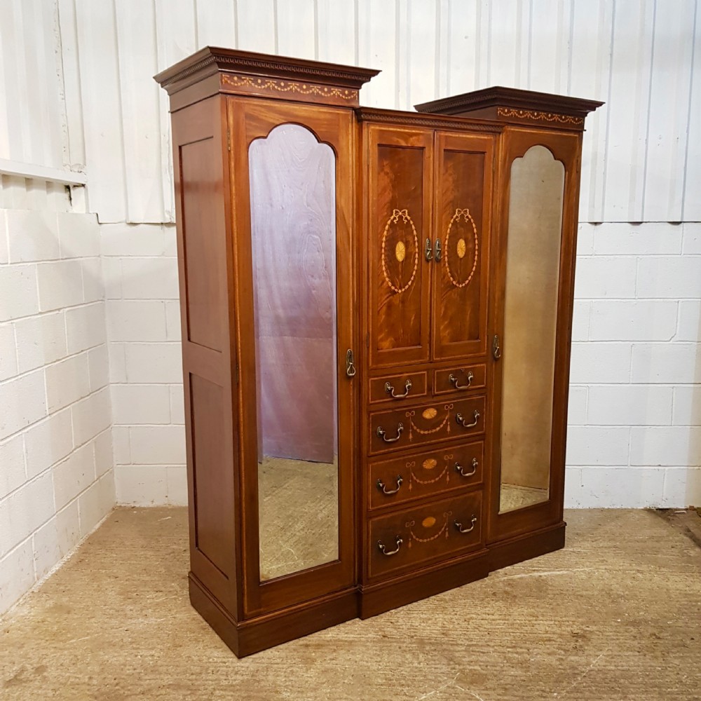 ANTIQUE EDWARDIAN INLAID MAHOGANY SENTRY BOX WARDROBE C1900 View VII