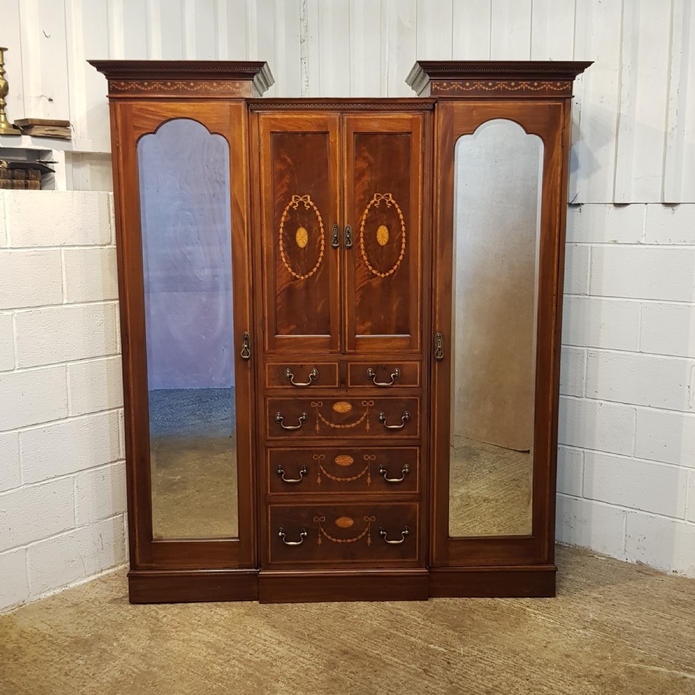 ANTIQUE EDWARDIAN INLAID MAHOGANY SENTRY BOX WARDROBE C1900 View IX