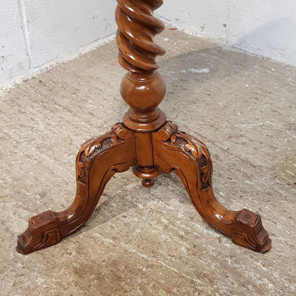 ANTIQUE VICTORIAN INLAID BURR WALNUT TRIPOD GAMES TABLE C1880 View II