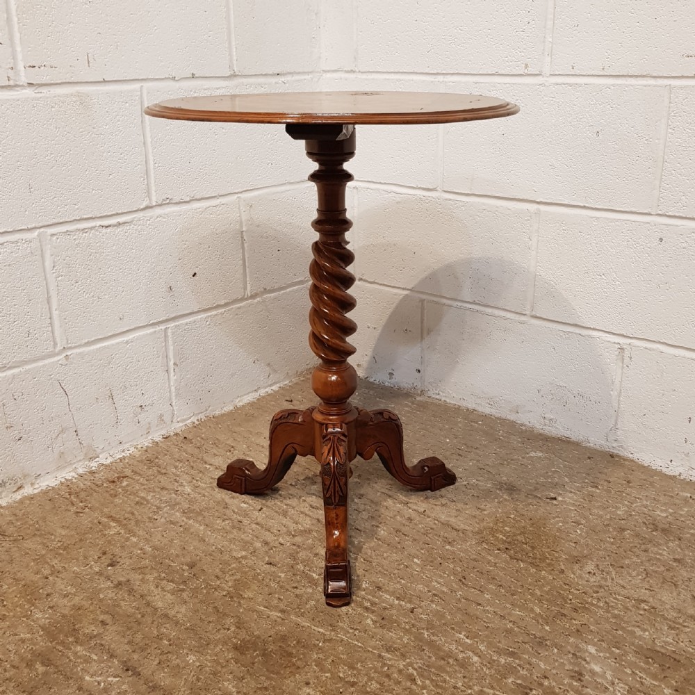 ANTIQUE VICTORIAN INLAID BURR WALNUT TRIPOD GAMES TABLE C1880