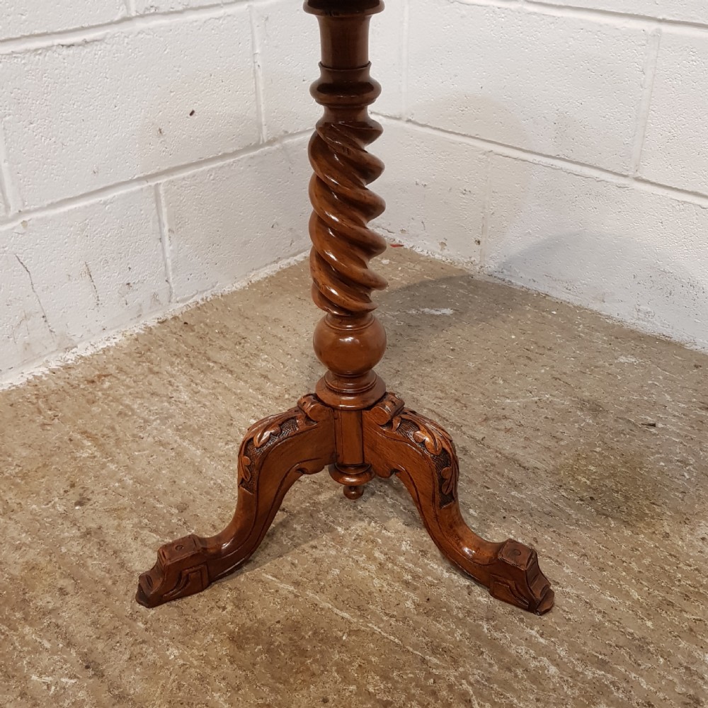 ANTIQUE VICTORIAN INLAID BURR WALNUT TRIPOD GAMES TABLE C1880 View V