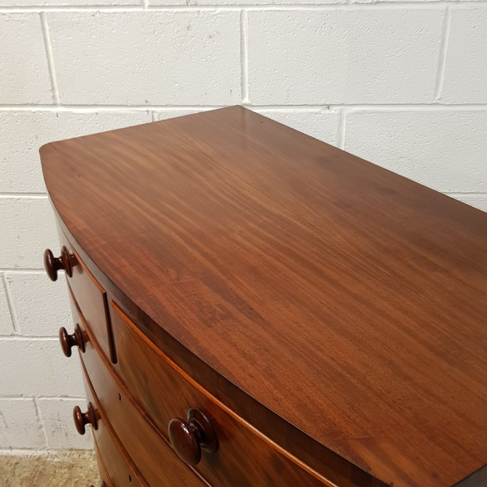 ANTIQUE VICTORIAN MAHOGANY BOW FRONT CHEST OF DRAWERS C1880 View IV