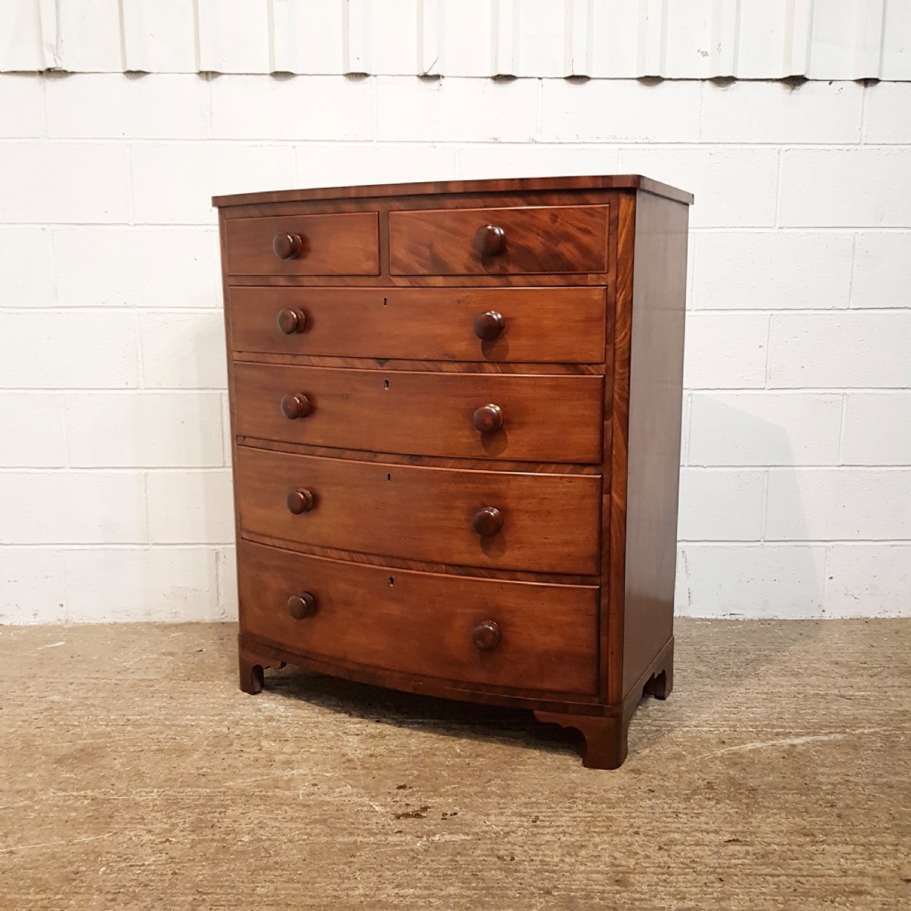 ANTIQUE VICTORIAN MAHOGANY BOW FRONT CHEST OF DRAWERS C1880 View VI