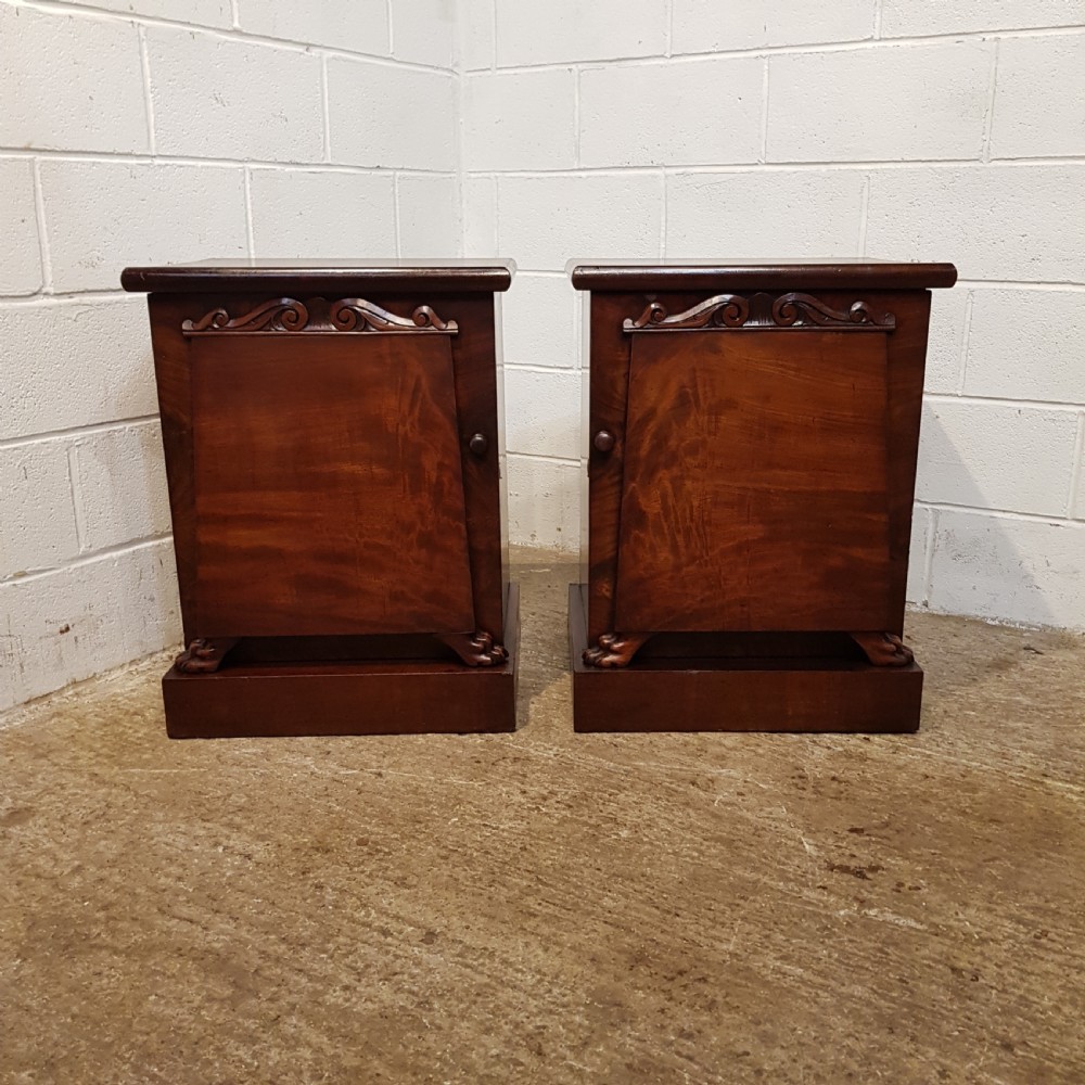 ANTIQ PAIR WILLIAM 1V MAHOGANY BEDSIDE CABINETS C1830 View X