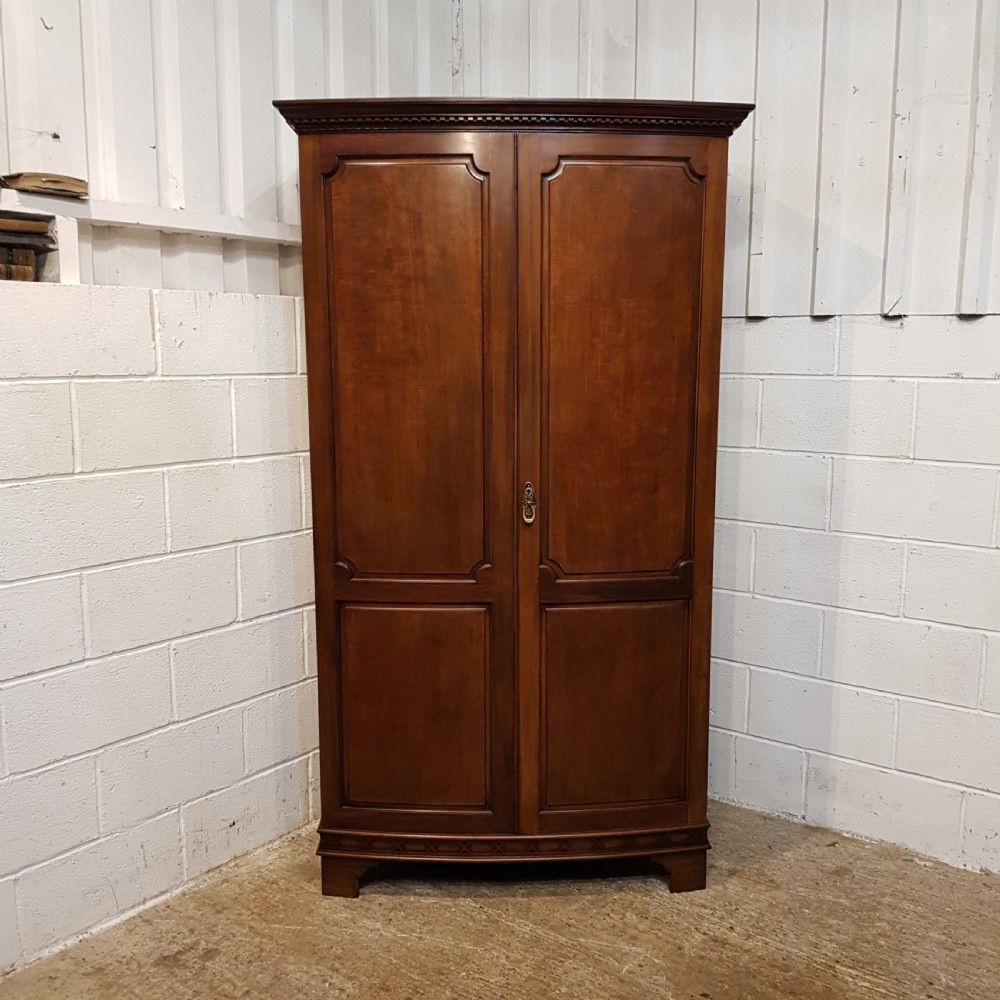 ANTIQUE EDWARDIAN MAHOGANY BOW FRONT DOUBKE WARDROBE BY MAPLES & CO.C1910 View V
