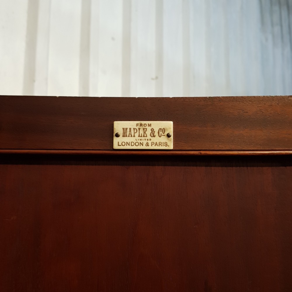 ANTIQUE EDWARDIAN MAHOGANY BOW FRONT DOUBKE WARDROBE BY MAPLES & CO.C1910 View VI