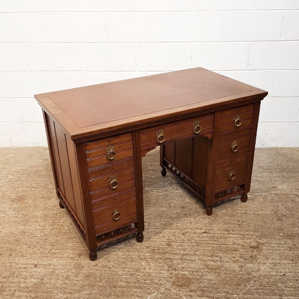 ANTIQUE ARTS & CRAFTS OAK WRITING DESK C1890 View III