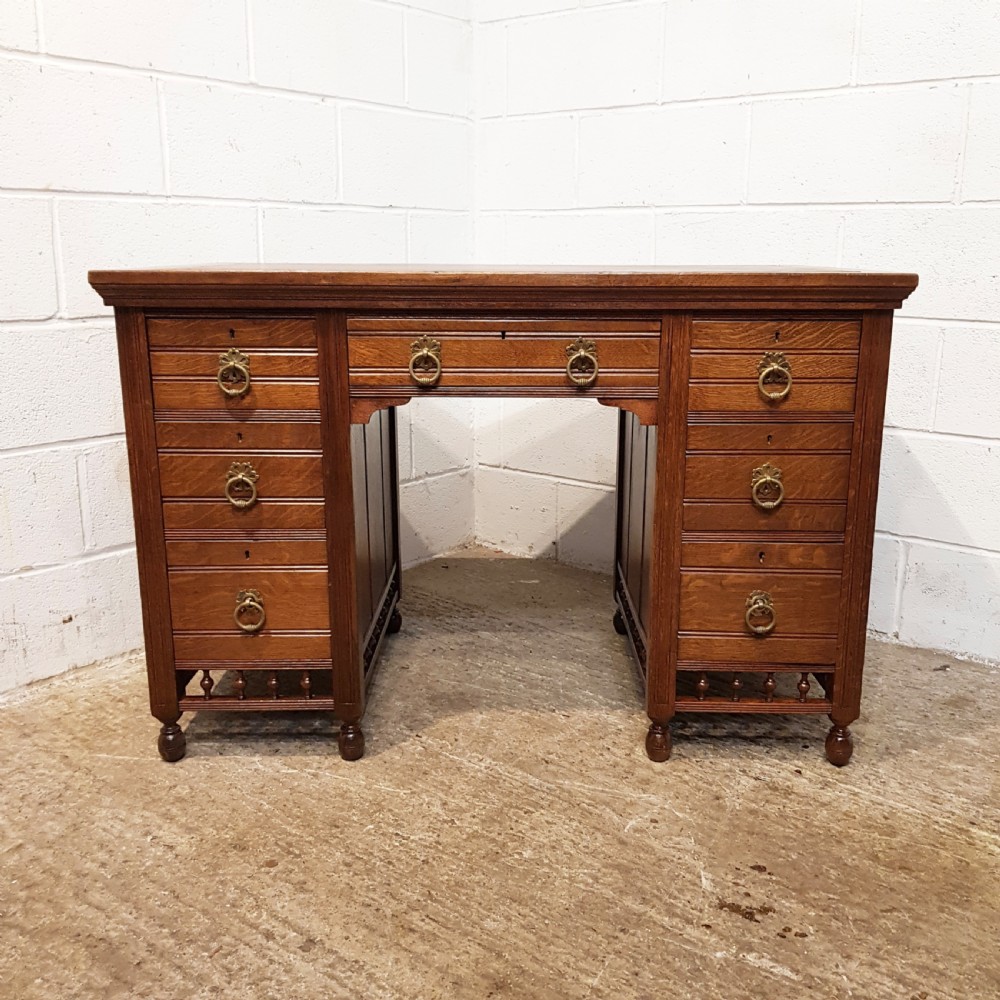 ANTIQUE ARTS & CRAFTS OAK WRITING DESK C1890 View IV