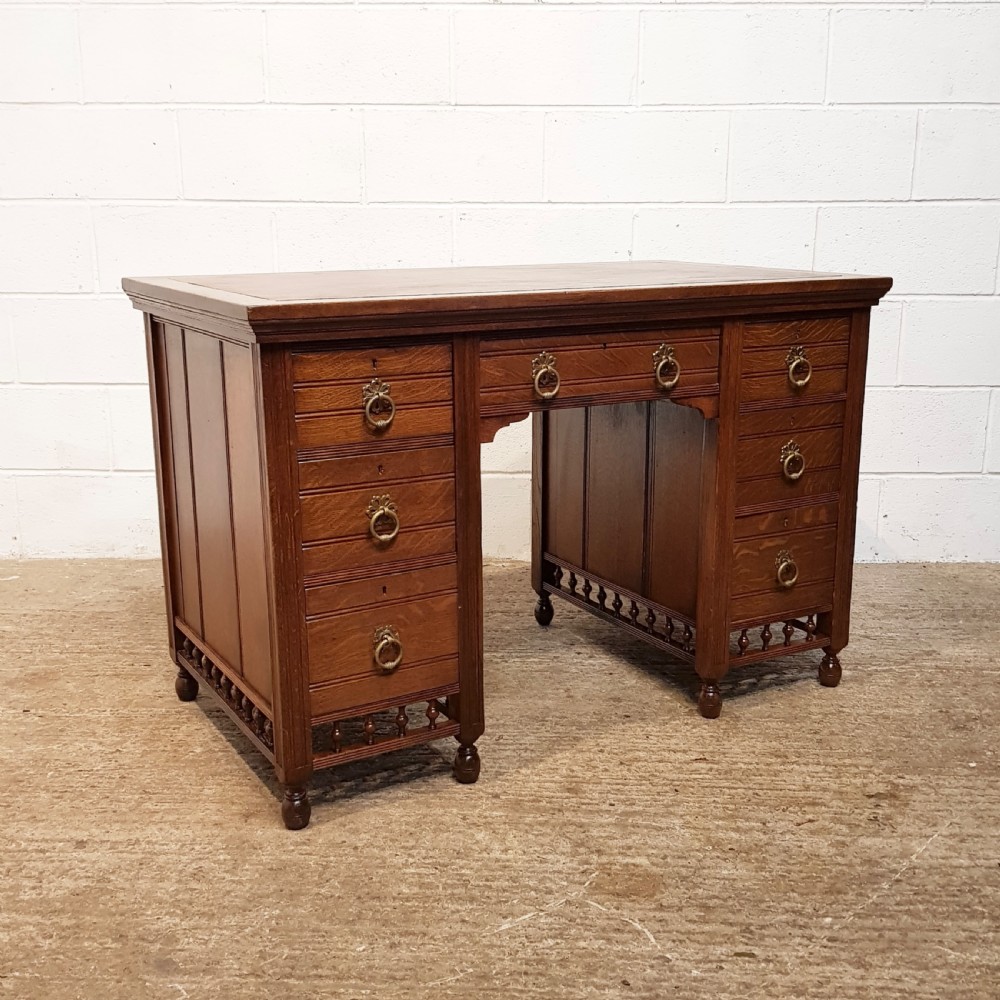 ANTIQUE ARTS & CRAFTS OAK WRITING DESK C1890 View VII
